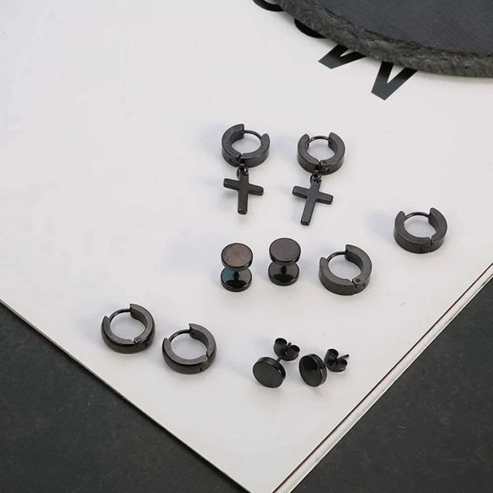 9 Pairs Stainless Steel Hoop Earrings